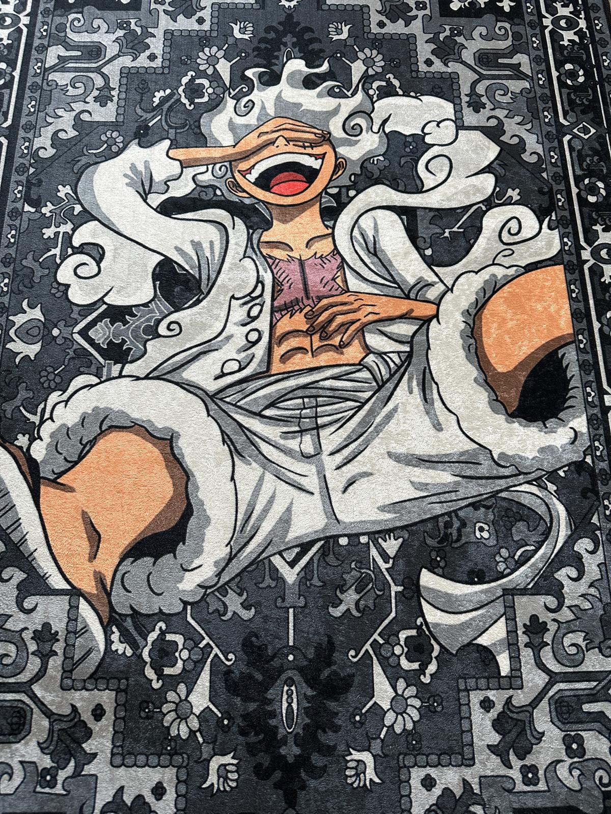 One Piece Monkey D Luffy Siyah Etnik Halı