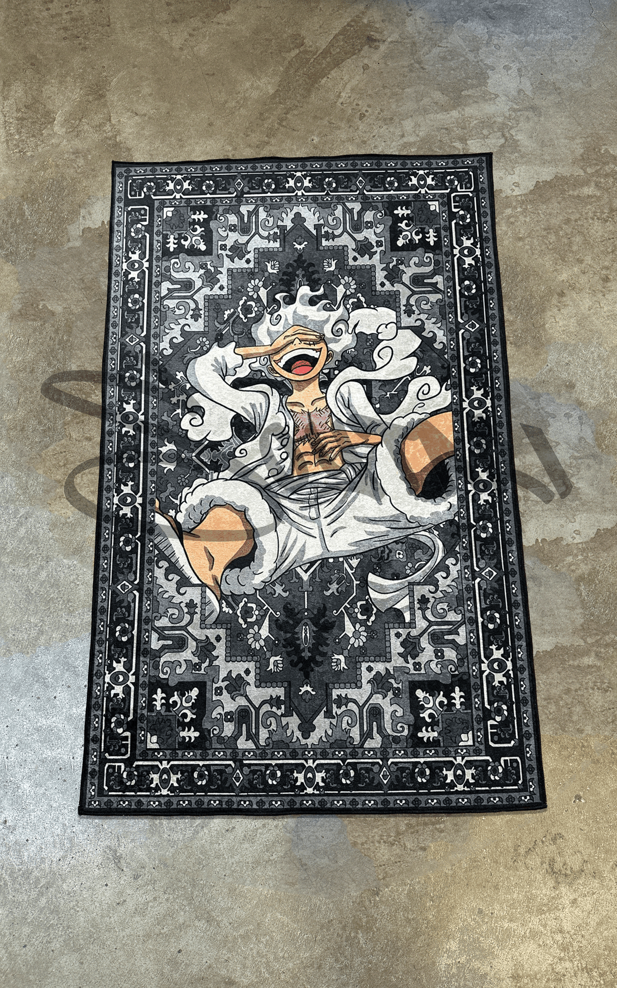 One Piece Monkey D Luffy Siyah Etnik Halı
