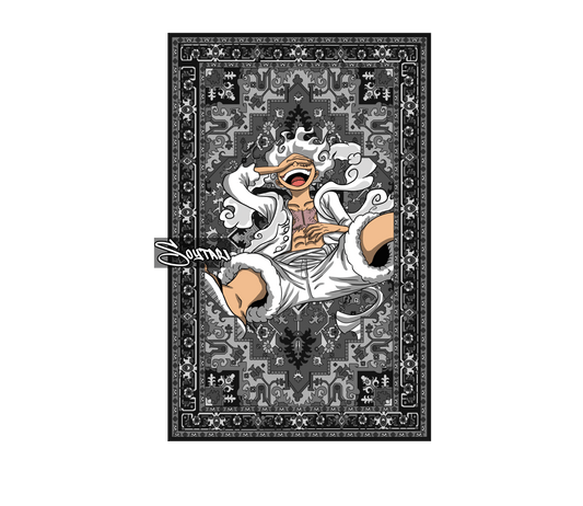 One Piece Monkey D Luffy Siyah Etnik Halı